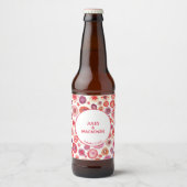 Moderne Abstracte roze Waterverf cirkels Bier Etiket (Voorkant)