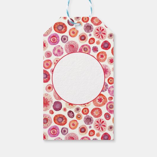 Moderne Abstracte roze Waterverf cirkels Cadeaulabel (Achterkant)