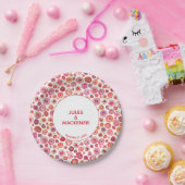 Moderne Abstracte roze Waterverf cirkels Papieren Bordje (Feest)