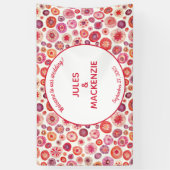 Moderne Abstracte roze Waterverf cirkels Spandoek (Verticaal)