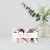 Moderne Abstracte Roze Zwart Beige Waterverf Uniek Visitekaartje (Staand voorkant)