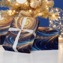 Moderne Abstracte Ruimte Koningsblauw en Gouden We Cadeaupapier