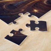 Moderne Abstracte Ruimte Koningsblauw en Gouden We Legpuzzel (Zijkant)