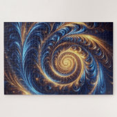 Moderne Abstracte Ruimte Koningsblauw en Gouden We Legpuzzel (Horizontaal)