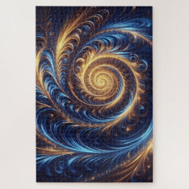 Moderne Abstracte Ruimte Koningsblauw en Gouden We Legpuzzel