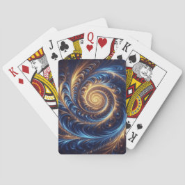 Moderne Abstracte Ruimte Koningsblauw en Gouden We Pokerkaarten