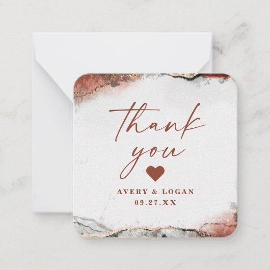 Moderne Abstracte Rust Sinaasappel Herfst Bruiloft Notitiekaartje (Voorkant)