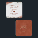 Moderne Abstracte Rust Sinaasappel Herfst Bruiloft Notitiekaartje<br><div class="desc">Moderne Abstracte etherische Waterverf roest Sinaasappel herfst bruiloft dank u nota Kaarten. Deze moderne kaart is prachtig handgeschilderd met rijke kleuren die ideaal zijn voor Herfst. Getoond in de Autumn Wedding Color Palette colorway van: Dark Hunter Green, Stone Grey, Autumn Burnt Sinaasappel, Almond Beige en Evergreen. Met faux Metallic glitter...</div>
