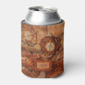 Moderne Abstracte rustieke bruine monogram koeler (Blikje Voorkant)