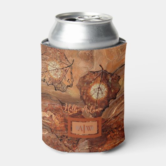 Moderne Abstracte rustieke bruine monogram koeler (Blikje Voorkant)