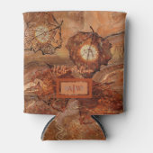 Moderne Abstracte rustieke bruine monogram koeler (Voorkant)