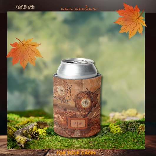 Moderne Abstracte rustieke bruine monogram koeler