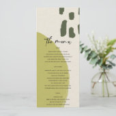 MODERNE ABSTRACTE RUSTISCHE LIME GROEN KRAFT WEDIN MENU (Staand voorkant)