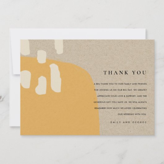 MODERNE ABSTRACTE RUSTISCHE ORANJE RUST KRAFT WEDI BEDANKKAART (Voorkant)