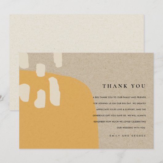 MODERNE ABSTRACTE RUSTISCHE ORANJE RUST KRAFT WEDI BEDANKKAART (Voorkant / Achterkant)