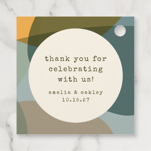 Moderne Abstracte Sage Blauwgroen aangepaste bruil Bedankjes Labels (Achterkant)