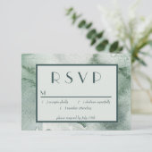 Moderne Abstracte Sage Green Moss Waterverf RSVP Kaartje (Staand voorkant)