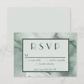 Moderne Abstracte Sage Green Moss Waterverf RSVP Kaartje (Voorkant / Achterkant)