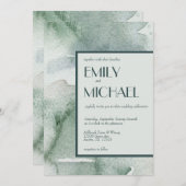 Moderne Abstracte Sage Green Moss Waterverf Weddin Kaart (Voorkant / Achterkant)