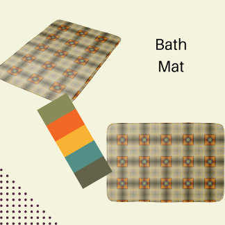 Moderne abstracte sage groen met oranje vierkantje badmat