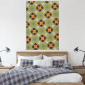 Moderne abstracte sage groen met oranje vierkantje canvas afdruk (Insitu (Slaapkamer))