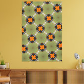 Moderne abstracte sage groen met oranje vierkantje canvas afdruk (Insitu (Woonkamer))