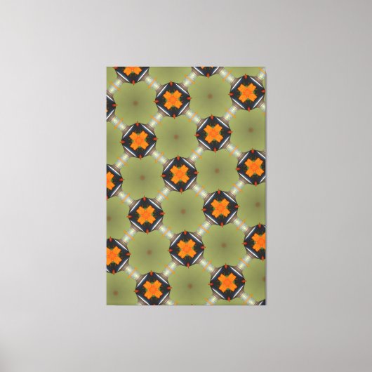 Moderne abstracte sage groen met oranje vierkantje canvas afdruk (Voorkant)