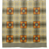 Moderne abstracte sage groen met oranje vierkantje douchegordijn (Voorkant)