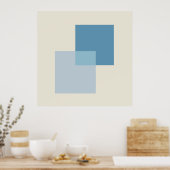Moderne Abstracte schaduwen van blauw, minimalisti Poster (Keuken)
