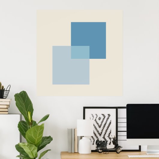 Moderne Abstracte schaduwen van blauw, minimalisti Poster (Thuiskantoor)