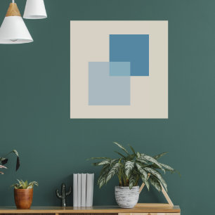 Moderne Abstracte schaduwen van blauw, minimalisti Poster
