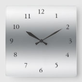 Moderne abstracte schaduwen van zilver en grijze k vierkante klok (Voorkant)