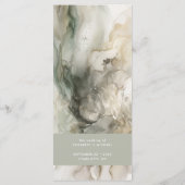 Moderne Abstracte schilder Sage Groene Bruiloft Menu (Achterkant)