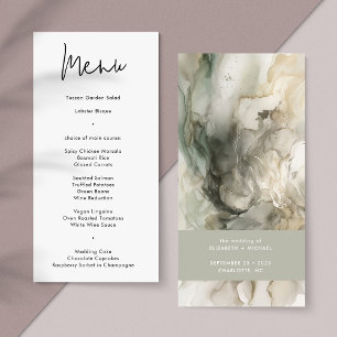 Moderne Abstracte schilder Sage Groene Bruiloft Menu