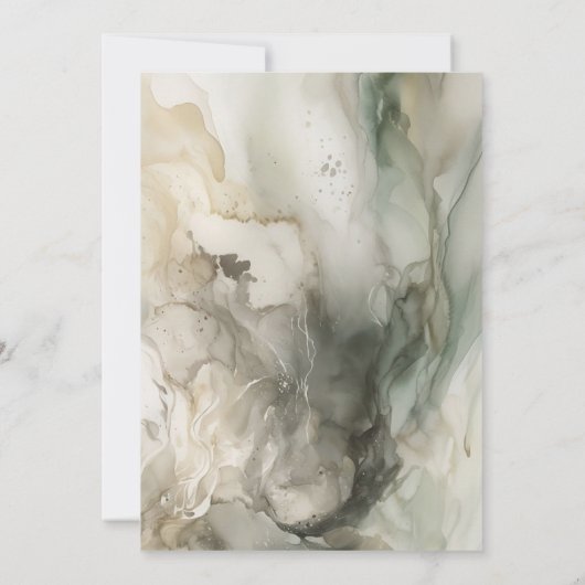 Moderne Abstracte schilder Sage Groene Bruiloft Save The Date (Achterkant)