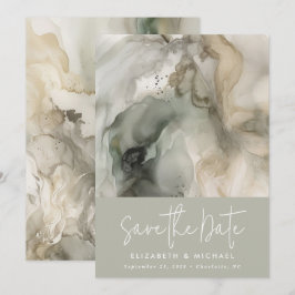 Moderne Abstracte schilder Sage Groene Bruiloft Save The Date