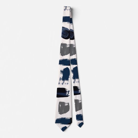 Moderne Abstracte Schilderachtige Penselen Navy en Stropdas (Voorkant)