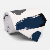 Moderne Abstracte Schilderachtige Penselen Navy en Stropdas (Opgerold)