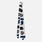 Moderne Abstracte Schilderachtige Penselen Navy en Stropdas (Achterkant)