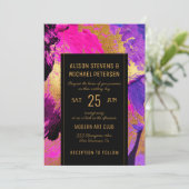 Moderne abstracte schildergouden script roze bruil kaart (Staand voorkant)