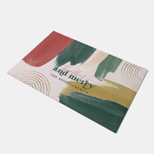 Moderne Abstracte Schildering | Monogram Kerstmis Deurmat (Schuin)