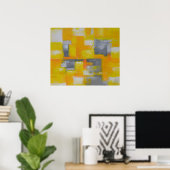 moderne abstracte schilderkunst grijs geel wit poster (Thuiskantoor)