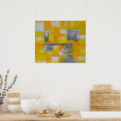 moderne abstracte schilderkunst grijs geel wit poster (Keuken)