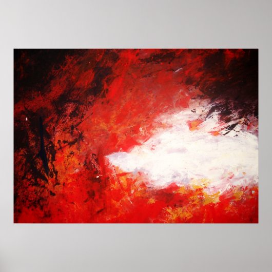 Moderne Abstracte Schilderkunst Kunstprint Rood Cr Poster (Voorkant)