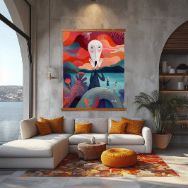 Moderne Abstracte Schreeuw: Levendige Artistieke T Hangend Wandkleed