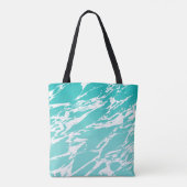 Moderne Abstracte Seafoam Blauwgroen witte marmer Tote Bag (Achterkant)