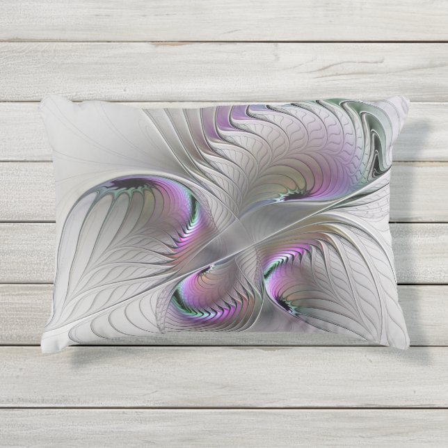 Moderne Abstracte Shy Fantasy Figuur Fractal Art Buitenkussen (Voorkant)