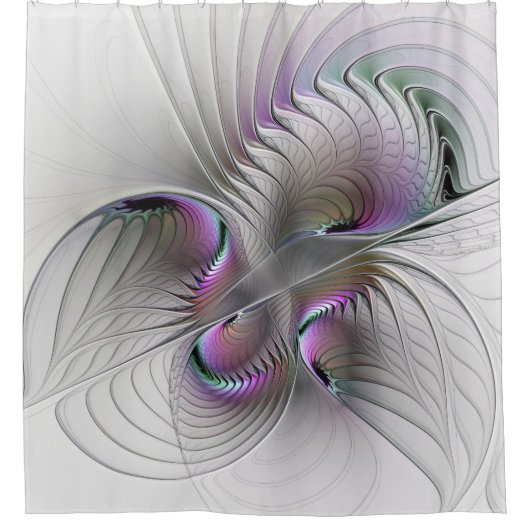 Moderne Abstracte Shy Fantasy Figuur Fractal Art Douchegordijn (Voorkant)