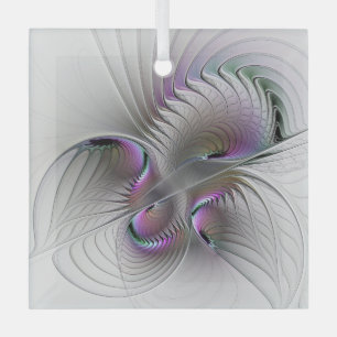 Moderne Abstracte Shy Fantasy Figuur Fractal Art Glas Ornament