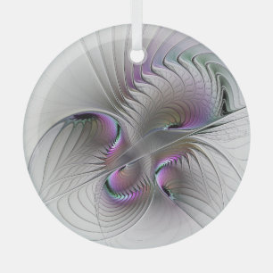 Moderne Abstracte Shy Fantasy Figuur Fractal Art Glas Ornament